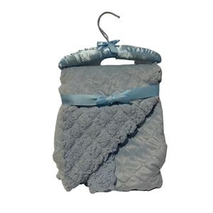 RN 119741 Blue Scallop Quilt Baby Blanket Lovey Security Soft Plush Embossed